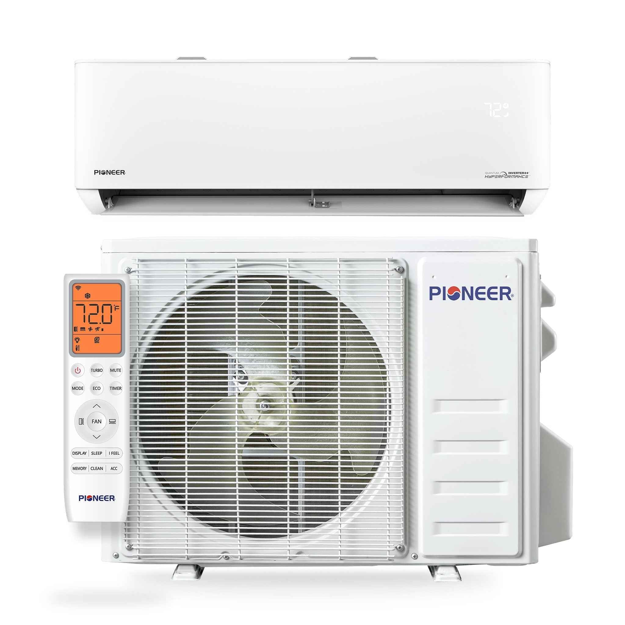 Pioneer® Quantum Hyperformance™ 18,000 BTU 23.5 SEER2 230V High-Wall Ductless Energy-Star Mini-Split Air Conditioner Inverter Hyper Heat Pump Full Set