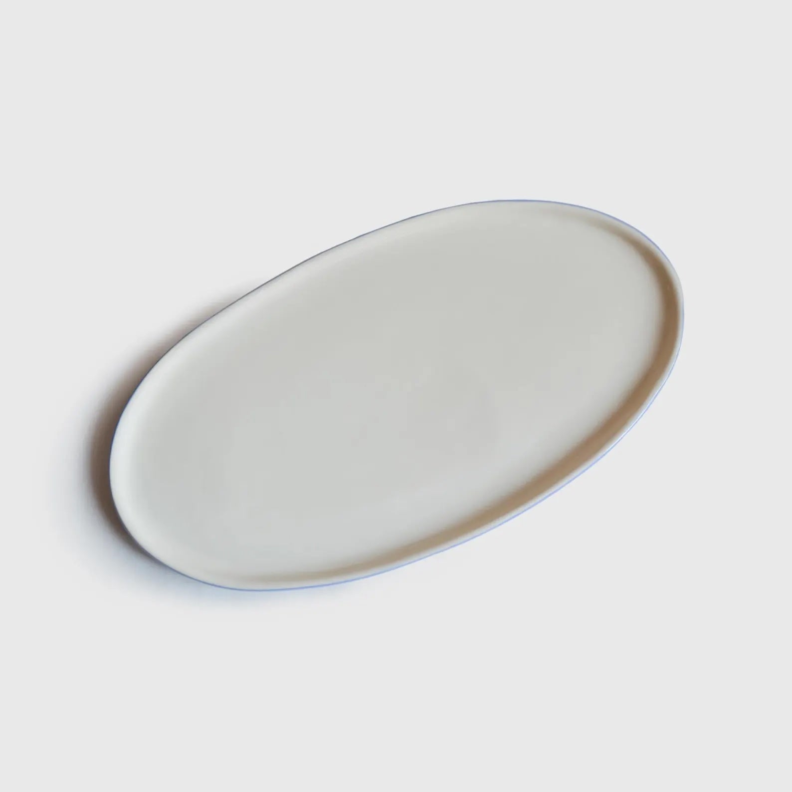 Handmade Porcelain Oval Serving Platter. Forget-me-not/Chocolate