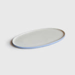 Handmade Porcelain Oval Serving Platter. Forget-me-not/Chocolate