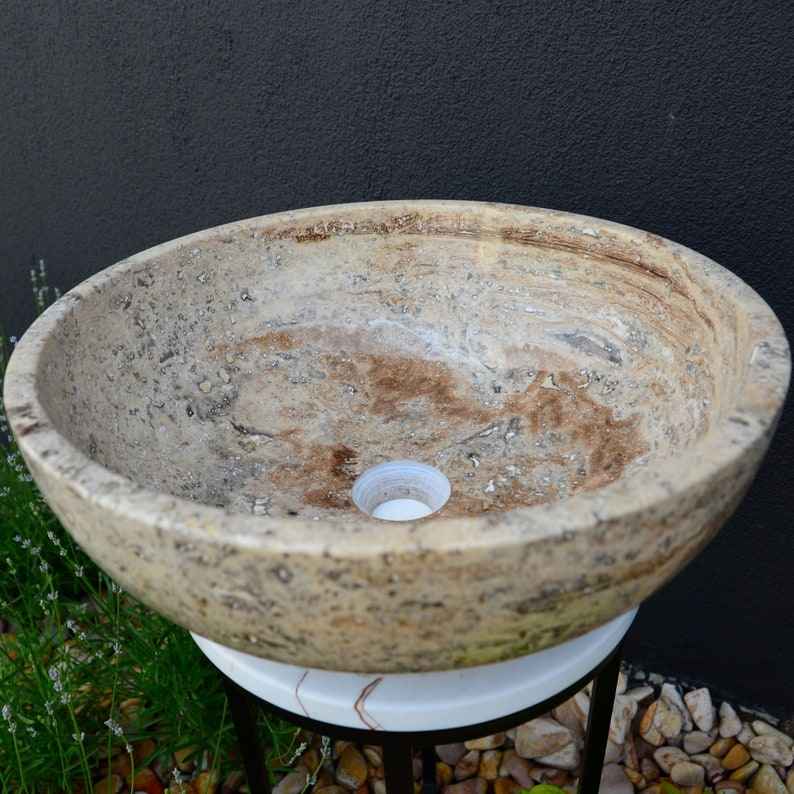 HANDCRAFTED VALENCIA TRAVERTINE SINK