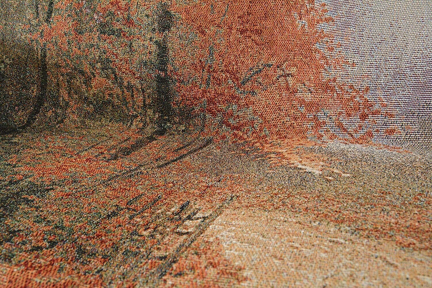 Autumn Authentic Tapestry Throw Blanket - Decorative Orange Fall Leaves Forest Woven Stitched Design - 50