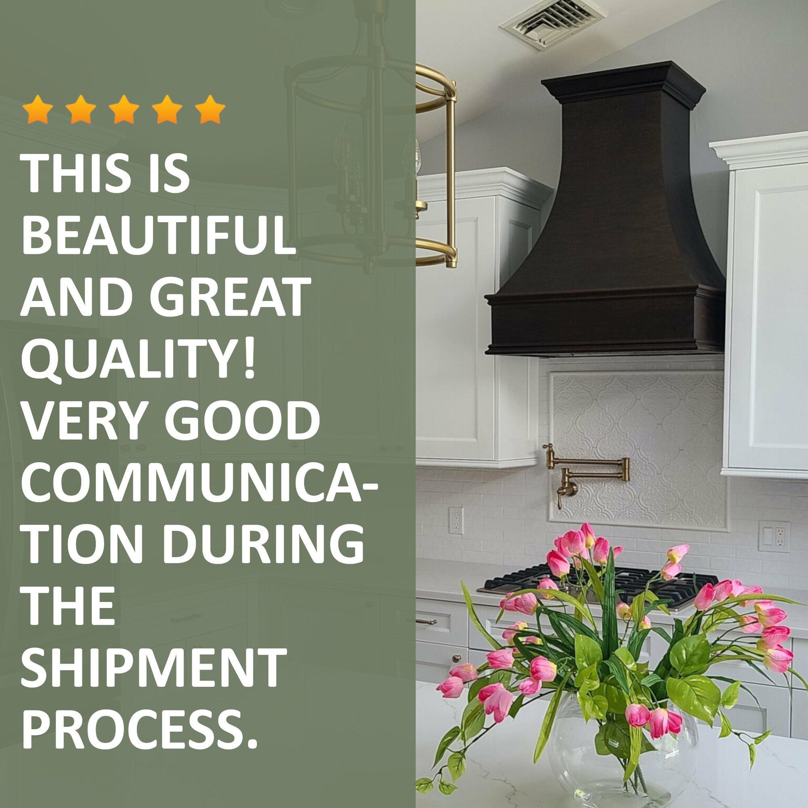 White Range Hood With Curved Strapped Front and Block Trim - 30