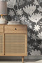 Floral Wallpaper Featuring Stylized Blooms in Charcoal and Cream - X187