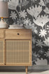 Floral Wallpaper Featuring Stylized Blooms in Charcoal and Cream - X187