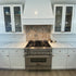 White Wood Range Hood With Tapered Front and Decorative Trim - 30", 36", 42", 48", 54" and 60" Widths Available