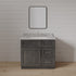 30 Inch Gray Stained Shaker Single Sink Bathroom Vanity with Drawers on the Right