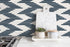 Geometric Wallpaper with an Abstract Ikat Motif in Navy Blue and Off-White - D208