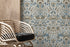 Vintage Floral Wallpaper with an Arts and Crafts Motif in Blue and Gray - D523