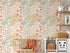 Floral Wallpaper with a Hand-Drawn Motif in Terracotta, Green, and Taupe - D166