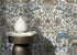 Vintage Floral Wallpaper with an Arts and Crafts Motif in Blue and Gray - D523