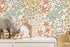 Floral Wallpaper with a Hand-Drawn Motif in Terracotta, Green, and Taupe - D166