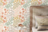 Floral Wallpaper with a Hand-Drawn Motif in Terracotta, Green, and Taupe - D166