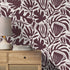 Abstract Floral Wallpaper with Bold Botanical Shapes in Purple and Off-White - D710