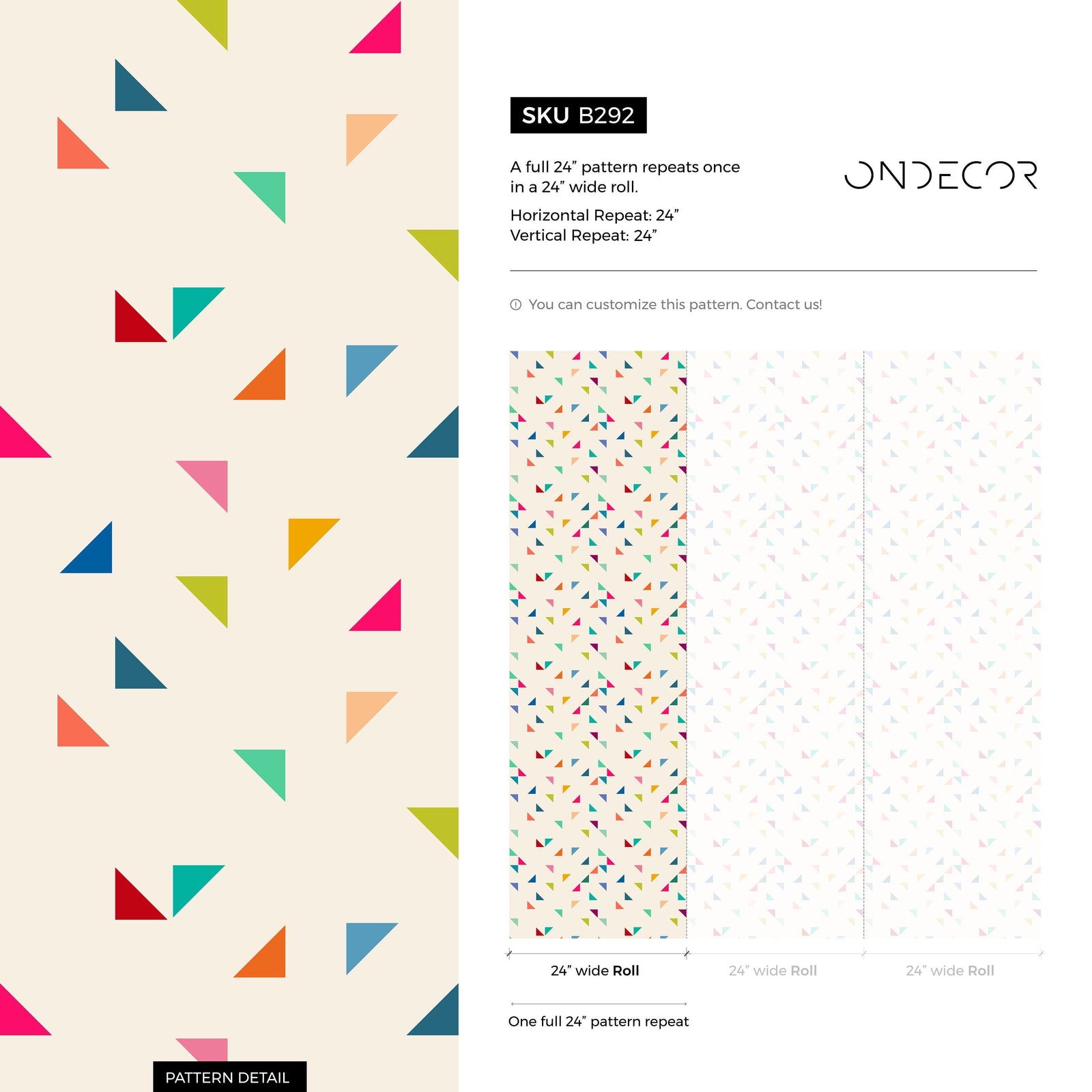 Geometric Wallpaper with Colorful Scattered Triangles in Blue, Pink, and Green - B292