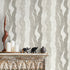 Abstract Wallpaper with Flowing Organic Waves in Grey and White - D798