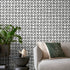 Geometric Wallpaper with a Stamped Crosshatch Motif in Black and White - A605