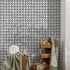 Geometric Wallpaper with a Stamped Crosshatch Motif in Black and White - A605