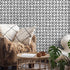 Geometric Wallpaper with a Stamped Crosshatch Motif in Black and White - A605