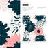 Abstract Floral Wallpaper with Bold Hand-Drawn Blooms in Navy Blue and Pink - B372