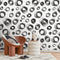 Abstract Wallpaper with Hand-Drawn Scribble Circles in Black - A027