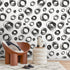 Abstract Wallpaper with Hand-Drawn Scribble Circles in Black - A027