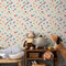 Geometric Wallpaper with Colorful Scattered Triangles in Blue, Pink, and Green - B292