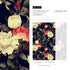 Floral Wallpaper with Vintage Peonies in Dark Blue, Red, and Cream - B033