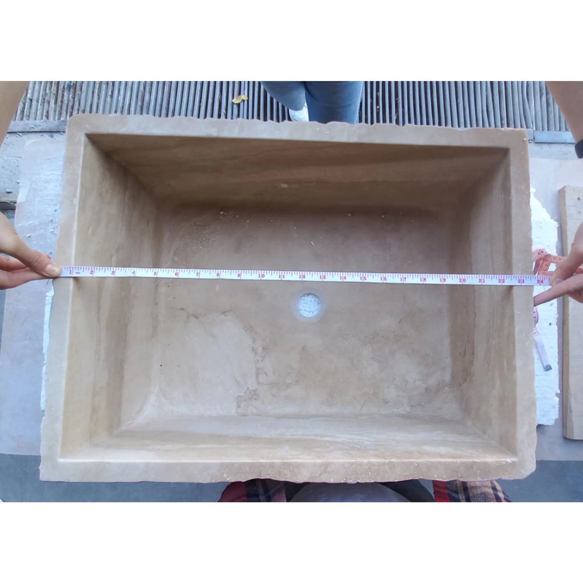 Travertine Rectangular Sink Natural Stone Above Vanity Bathroom Sink (W)23