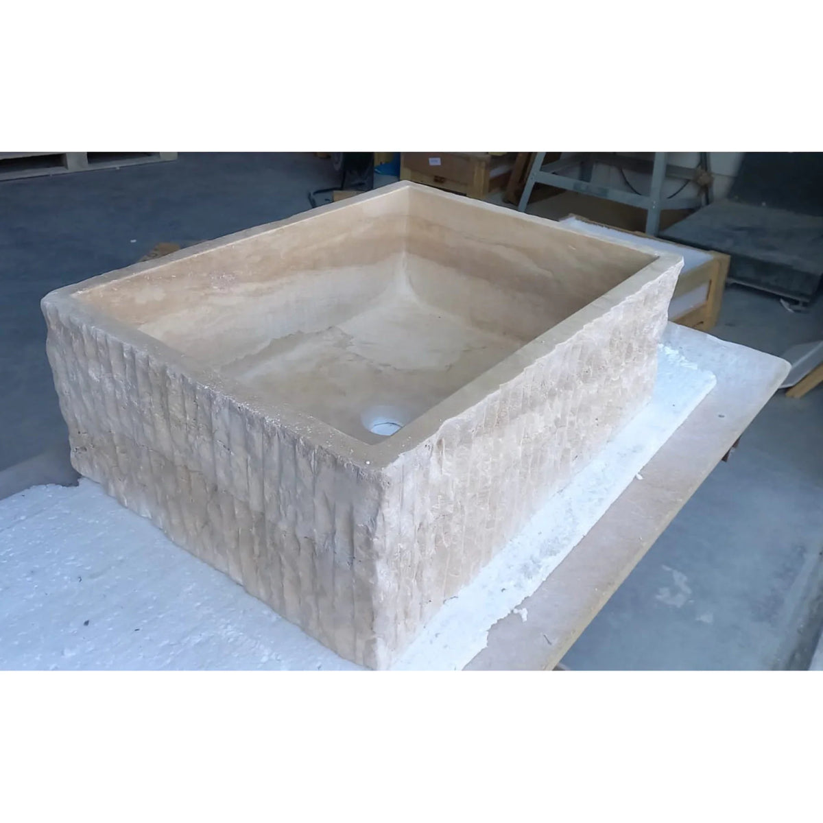 Travertine Rectangular Sink Natural Stone Above Vanity Bathroom Sink (W)23
