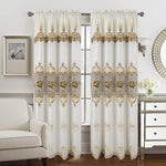 Caroline Floral Macramé Rod Pocket Window Panel With Attached Valance, 55x84 Inches