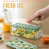 PREMIUS 2 Tray Ice Cube Tray with Container and Scoop, Green-Clear