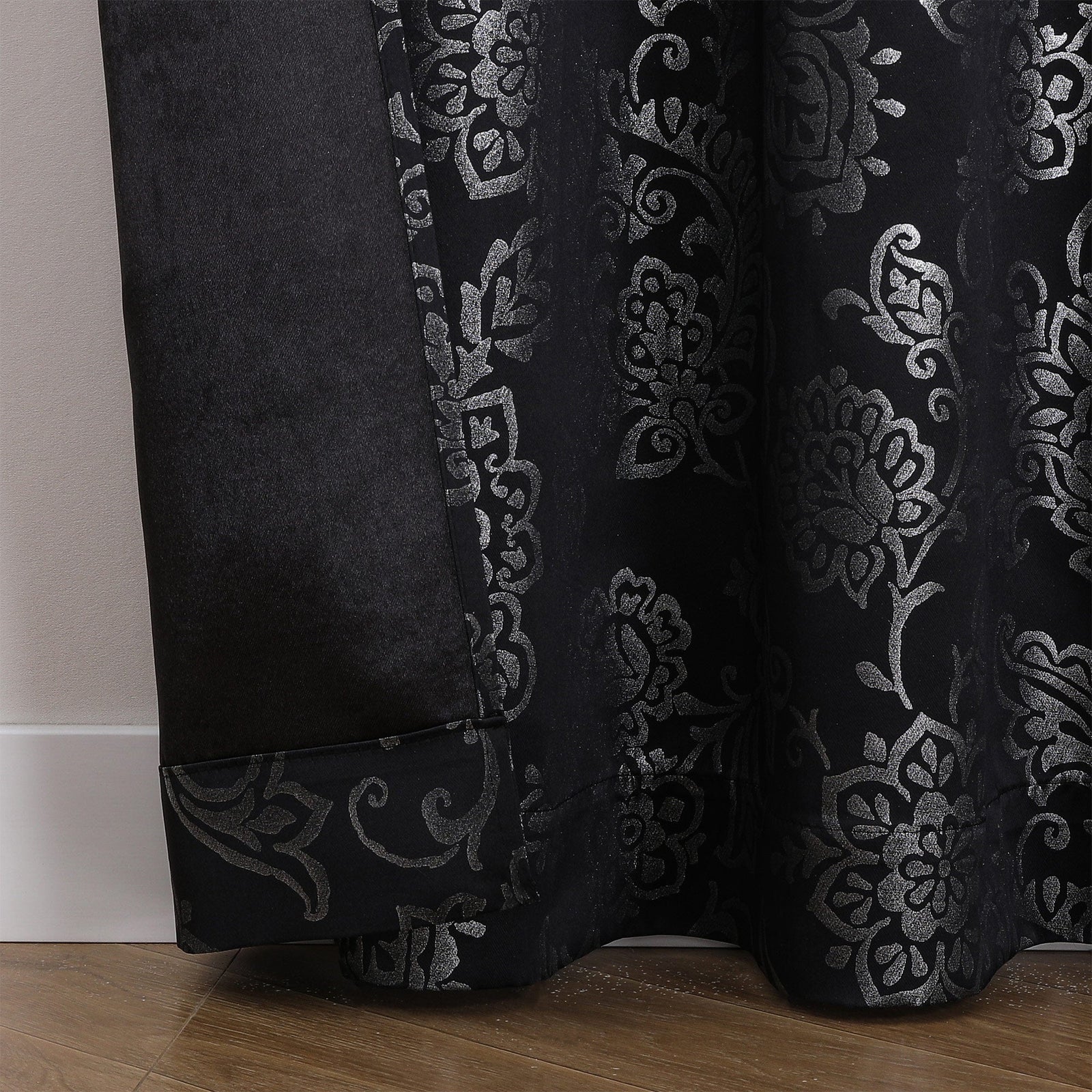 Silas Damask Metallic Grommet Room Darkening Window Panel, 52x84 Inches