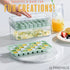 PREMIUS 2 Tray Ice Cube Tray with Container and Scoop, Green-Clear