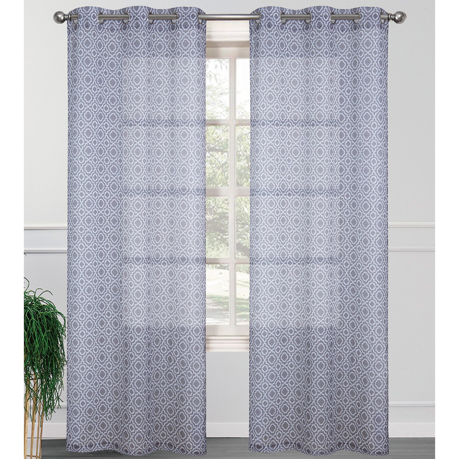 Carmen 2 Pack Morrocan Sheer Grommet Window Panel, 2-38x84 Inches