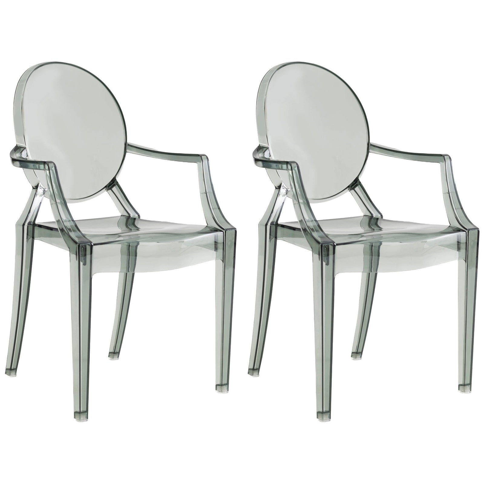 JOON 2 Pack Kids Ghost Chairs with Armrest, 25x13x14.5 Inches, Transparent