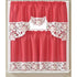 Mariah Poinsettia Kitchen Curtain Set with Cutout Design, Red, Swag Valance 60x36, Tiers 30x36 Inches