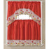 Rosella Tulip Embroidered Kitchen Curtain Set, Red, Swag 60x36, Tiers 30x36 Inches