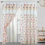 Cecilia Floral Embroidery Window Panel With Valance and Backing, 54x84 Inches