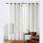Cooper Leaf Embroidered Sheer Grommet Window Curtain Panel, 54x84 Inches