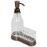 Home Basics Plastic Soap Dispenser with Brushed Steel Top and Sponge Holder, Bronze