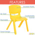 JOON Stackable Plastic Kids Learning Chairs, Yellow, 20.5x12.75X11 Inches, 2-Pack (Pack of 2)