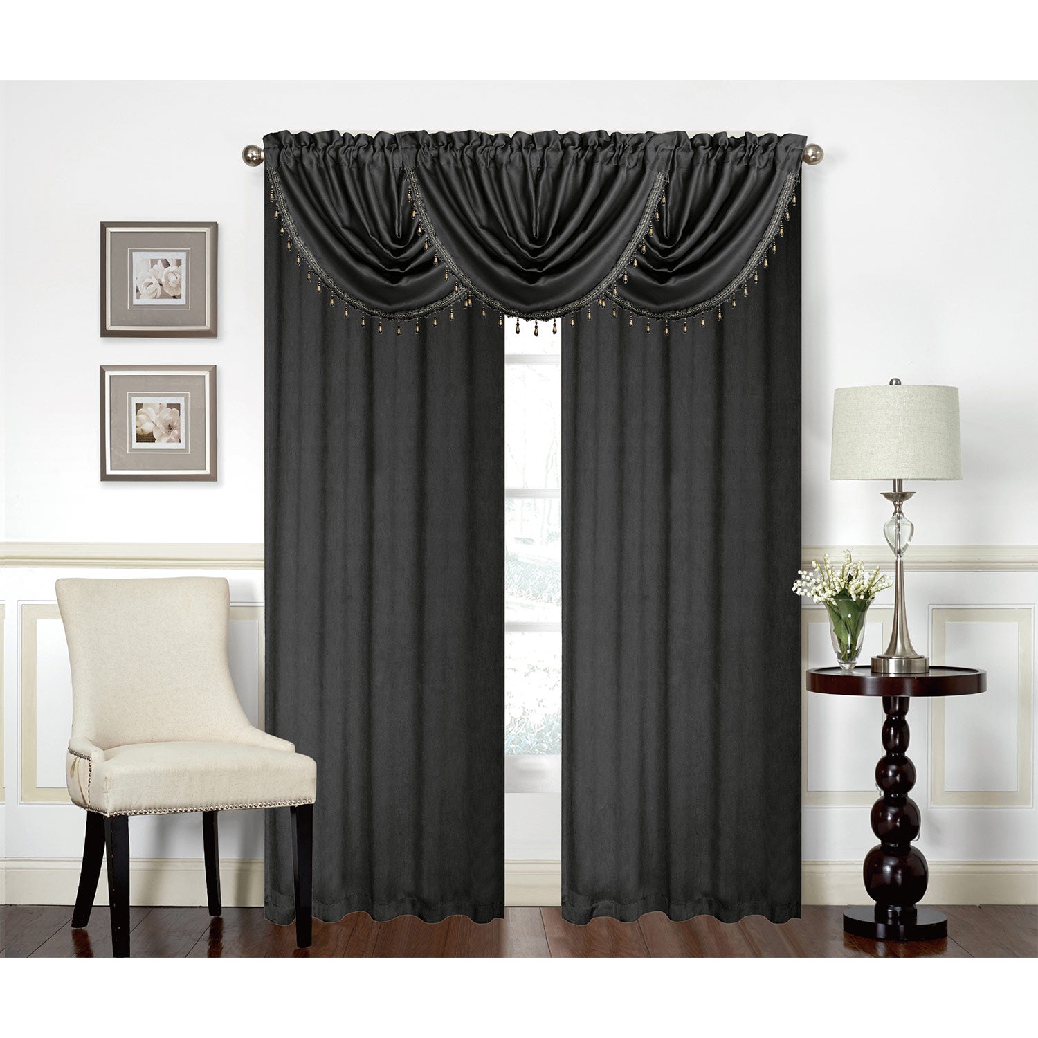 Rosario Rod Pocket Room Darkening Window Panel and Valance Treatments, All Sold Separately