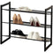PREMIUS 3 Layer Metal Mesh Shelf Shoe Rack, Black, 29x12x16.5 Inches