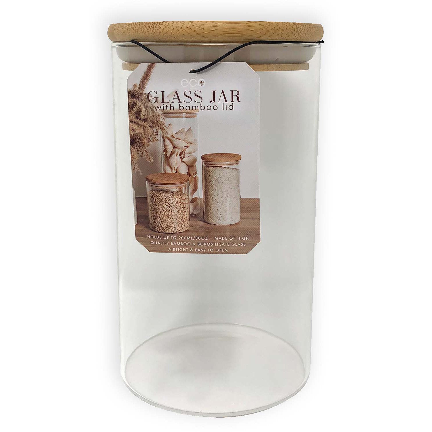 PREMIUS Airtight Round Borosilicate Glass Canister with Bamboo Lid