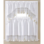 Paris Embroidered Kitchen Curtain Set, Swag 60x36, 30x36 Inches