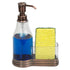 Home Basics Plastic Soap Dispenser with Brushed Steel Top and Sponge Holder, Bronze
