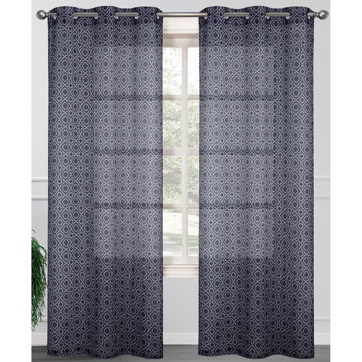 Carmen 2 Pack Morrocan Sheer Grommet Window Panel, 2-38x84 Inches