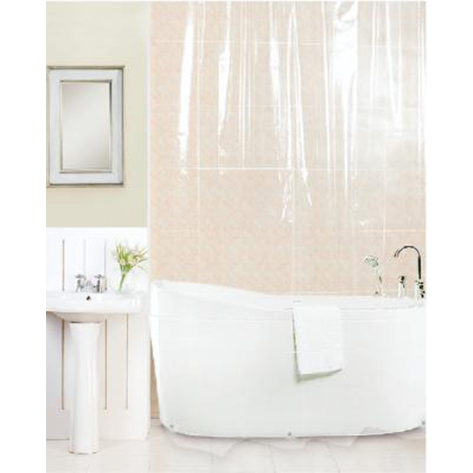 All Bath PEVA Shower Curtain Liner 12 Metal Grommets, 70x72 Inches