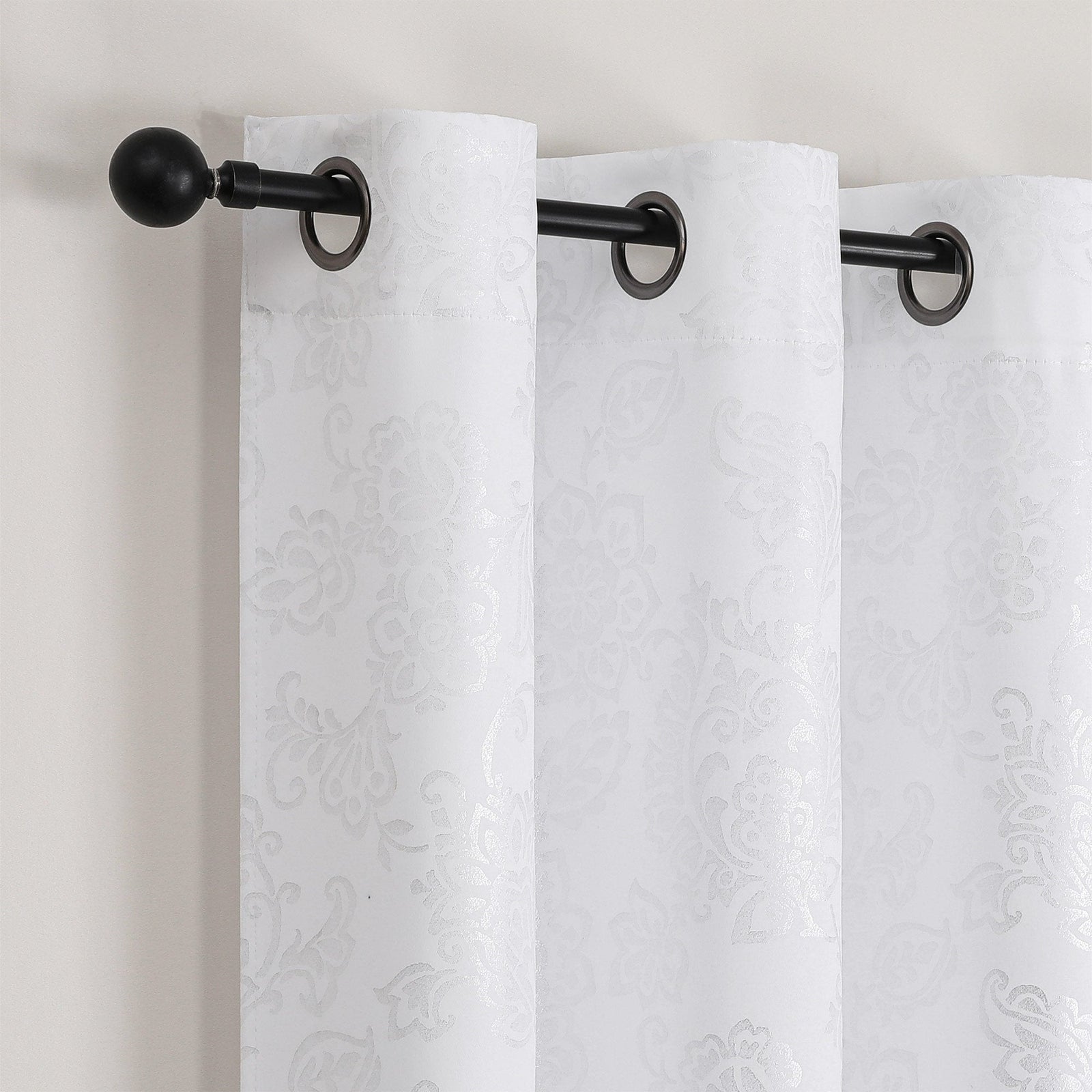 Silas Damask Metallic Grommet Room Darkening Window Panel, 52x84 Inches