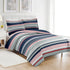 PREMIUS Mateo 3 Piece Microfiber Wrinkle-Free Quilt Set, Blue-Multi-Striped